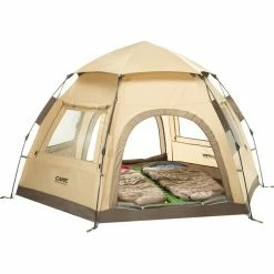 CAMPZ Hexa OT 3P Tent beige/grey -Cheap Dome Tents Store campz hexa ot 3p zelt beige grau 5