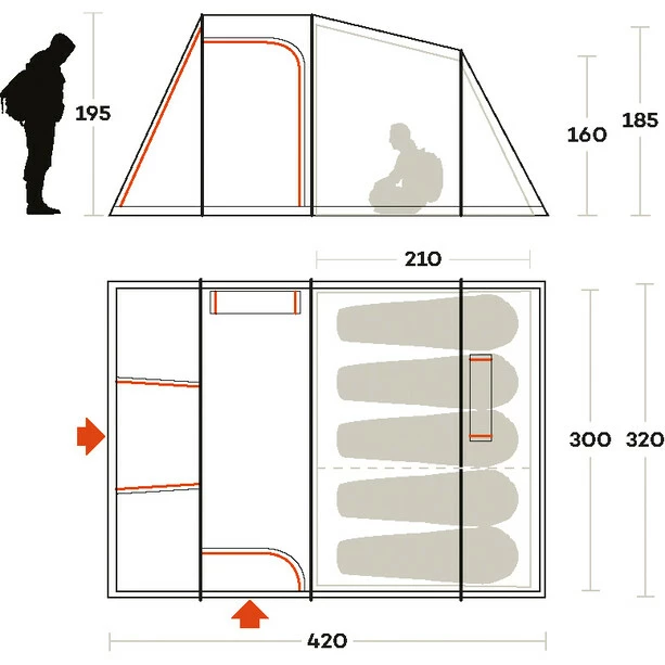 Ferrino Meteora 5 Tent brick red 2 Ferrino Meteora 5 Tent brick red - Image 2