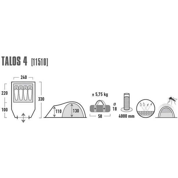 High Peak Talos 4 Tent dark grey/green 3 High Peak Talos 4 Tent dark grey/green - Image 3