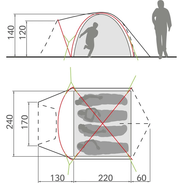 VAUDE Campo Grande XT 4P Tent chute green 4 VAUDE Campo Grande XT 4P Tent chute green - Image 4